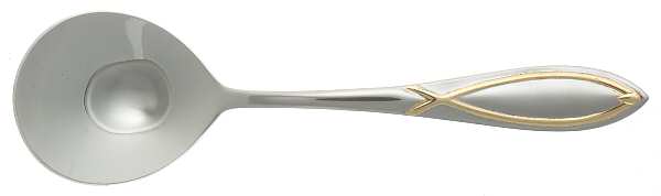 SBB18G (Stainless-Gold Accent) Round Bowl Soup Spoon (Cream Soup)
