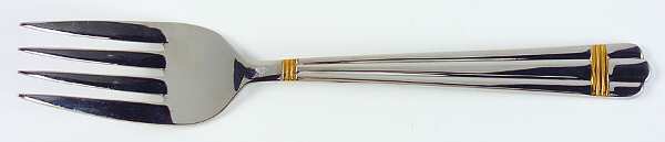 SPL25 (Stainless, Gold Accents) Medium Solid Cold Meat Serving Fork