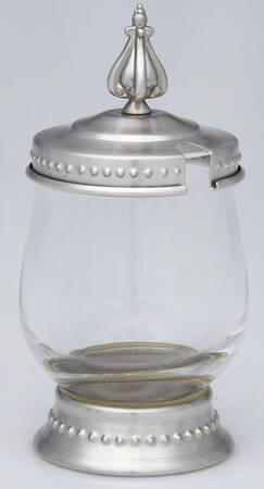 Astoria (Stainless, Hollowware) Glass Sugar with Metal Lid & Base