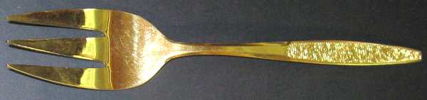 Leslie (Gold, Electroplated) Small Solid Cold Meat Serving Fork