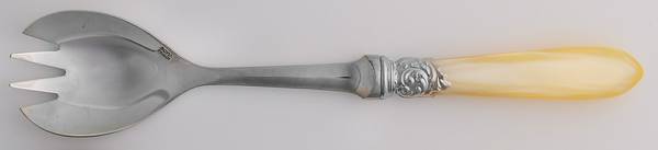 Pompadour-Cream (Stainless) Salad Serving Fork with Stainless Prongs