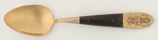 Siam (Brass)-Black Handle, Sitting Buddha Place/Oval Soup Spoon