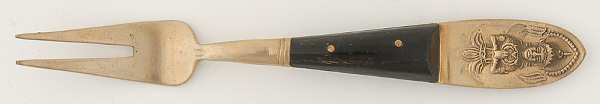 Siam (Brass)-Black Handle, Sitting Buddha Short Handle Pickle/Olive Fork