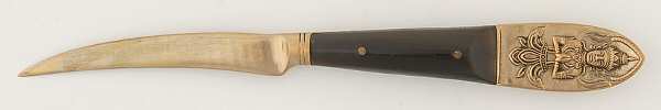 Siam (Brass)-Black Handle, Sitting Buddha Individual Solid Fruit Knife