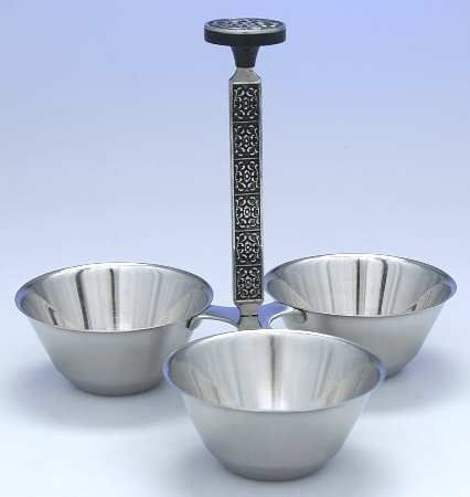 Velvet (Stainless, Hollowware) Condiment Bowl Set-Metal Stand