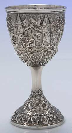 Baltimore Rose Landscape (Sterling, Hollowware) Water Goblet