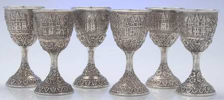 Baltimore Rose Landscape (Sterling, Hollowware) (Set of Six) Goblets Motif #2