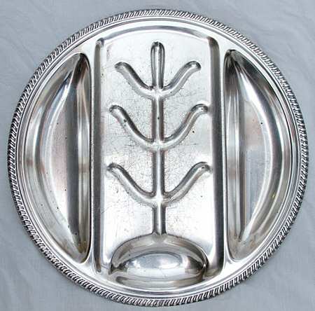 17G (Silverplate, Hollowware) 3-Part Silverplate Platter