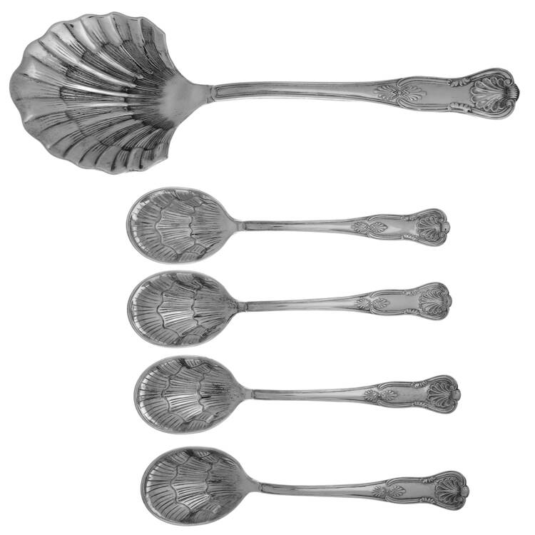 Kings (Silverplate) Solid Shell Berry Spoon Serving Set by Sheffield-Italy