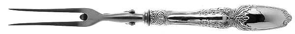 Broom Corn (Sterling, 1890, M-T-C) Small Steak Carving Fork with Stainless Prongs