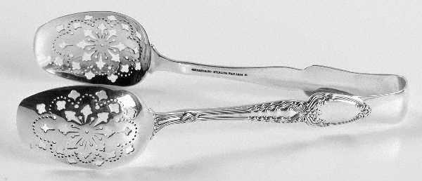 Broom Corn (Sterling, 1890, M-T-C) Large Ice Serving Tongs