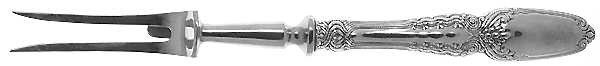 Broom Corn (Sterling, 1890, M-T-C) Large Stainless-Prong Roast Carving Fork