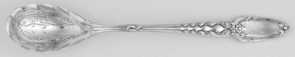 Broom Corn (Sterling, 1890, M-T-C) Pierced Bowl Short Handle Olive Spoon