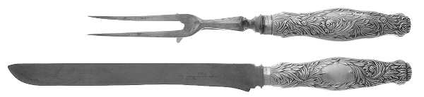 Chrysanthemum (Sterling, 1880) Large 2-Piece Roast Carving Set w/Stainless Blade