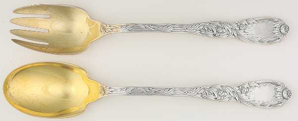 Chrysanthemum (Sterling, 1880) 2 Piece Solid Seafood Serving Set