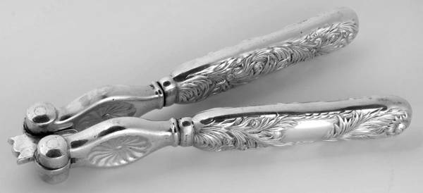 Chrysanthemum (Sterling, 1880) Silverplate Grip Nut Cracker