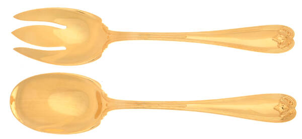 Colonial (Sterling, 1895) 2 Piece Vermeil Seafood Serving Set