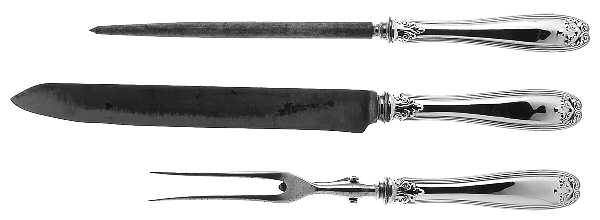 Colonial (Sterling, 1895) Large 3-Piece Roast Carving Set w/ Stainless Blade