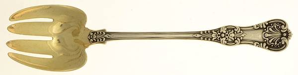 English King (Sterling, 1885, No Monograms) Seafood Serving Fork Solid Piece