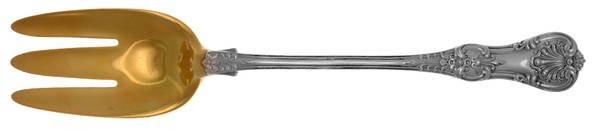 English King (Sterling, 1885, No Monograms) Vegetable Serving Fork (Solid)