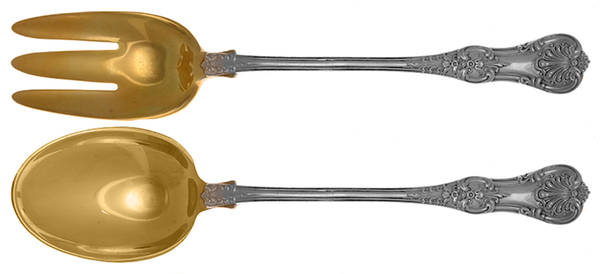 English King (Sterling, 1885, No Monograms) Solid 2-Piece Vegetable Serving Set