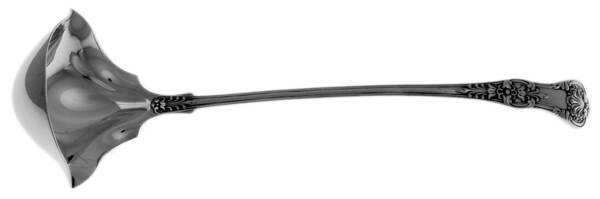 English King (Sterling, 1885, No Monograms) Long Double-Lipped Cream Ladle