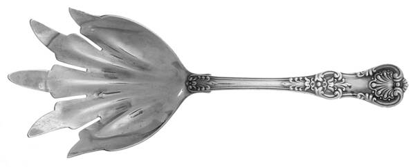 English King (Sterling, 1885, No Monograms) Macaroni Serving Fork