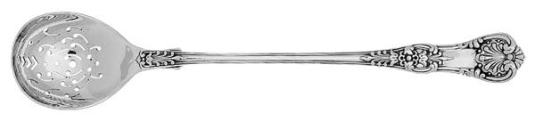 English King (Sterling, 1885, No Monograms) Pierced Bowl Short Handle Olive Spoon