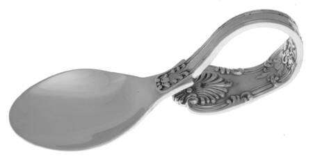 English King (Sterling, 1885, No Monograms) Baby Spoon with Curved Handle HC