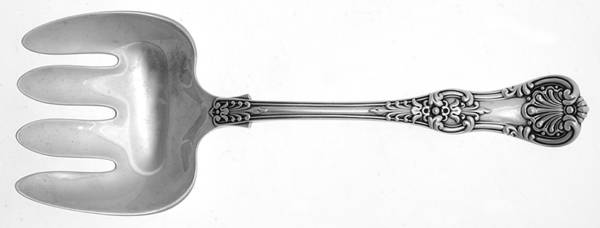 English King (Sterling, 1885, No Monograms) Small Solid Fish Serving Fork