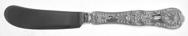 English King (Sterling, 1885, No Monograms) Butter Spreader Hollow Hdl-Paddle/Stainless Blade