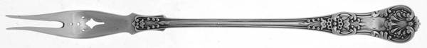 English King (Sterling, 1885, No Monograms) Long Handle Olive Fork