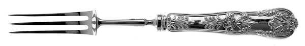 English King (Sterling, 1885, No Monograms) Individual 3 Prong Stainless Bird Fork