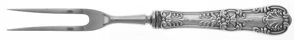 English King (Sterling, 1885, No Monograms) Small Steak Carving Fork with Stainless Prongs