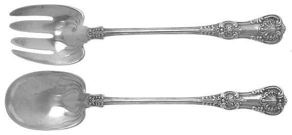 English King (Sterling, 1885, No Monograms) 2 Piece Solid Seafood Serving Set