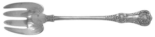 English King (Sterling, 1885, No Monograms) Seafood Serving Fork Solid Piece