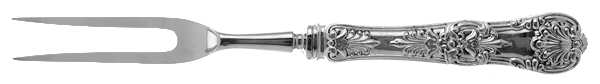 English King (Sterling, 1885, No Monograms) Small Steak Carving Fork with Stainless Prongs