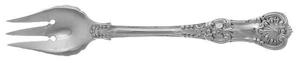 English King (Sterling, 1885, No Monograms) 3 Tine Pastry Fork