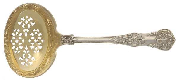 English King (Sterling, 1885, No Monograms) Solid Bon Bon Spoon with Pierced Bowl