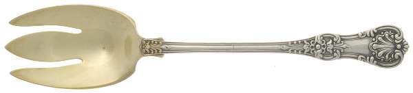 English King (Sterling, 1885, No Monograms) Solid Salad Serving Fork