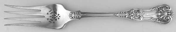 English King (Sterling, 1885, No Monograms) Large Solid Cold Meat Serving Fork