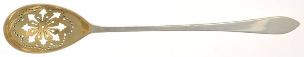 Faneuil (Sterling, 1910, M-C-T Stamps) Pierced Bowl Short Handle Olive Spoon