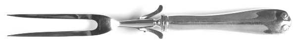 Flemish (Sterling, 1911, No Monograms) Large Stainless-Prong Roast Carving Fork