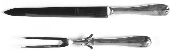 Flemish (Sterling, 1911, No Monograms) Large 2-Piece Roast Carving Set w/Stainless Blade
