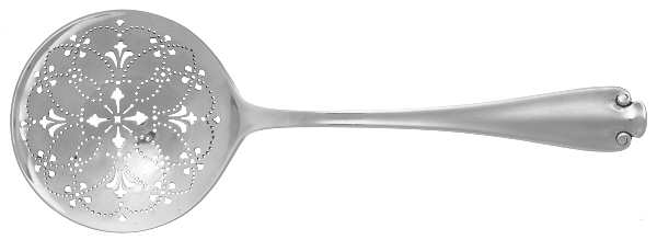 Flemish (Sterling, 1911, No Monograms) Large Pierced Pea Serving Spoon