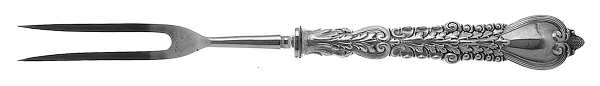 Florentine (Sterling, 1900) Small Steak Carving Fork with Stainless Prongs