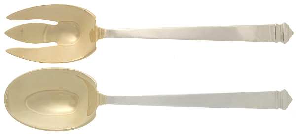 Hampton (Sterling, 1934, No Monograms) Solid Oversized Serving Salad Set