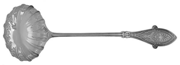 Italian (Sterling, 1870) Solid Oyster Ladle with Fluted Bowl