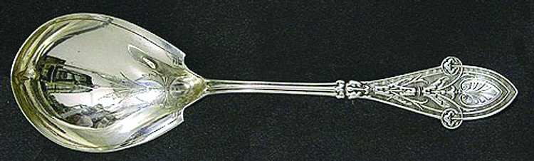 Italian (Sterling, 1870) Salad Serving Spoon, Bright Cut Solid Piece