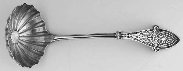 Italian (Sterling, 1870) Solid Gravy Ladle with Fluted Bowl